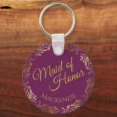 Goldene Spitze auf Magenta Hochzeit der Trauzeugin Schlüsselanhänger (Vorderseite)