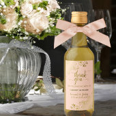 Goldene Spitze auf Peach Orange Hochzeit Danke Min Weinetikett