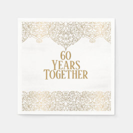 Goldene Spitze des 60-jährigen Jubiläums auf Weiß Serviette