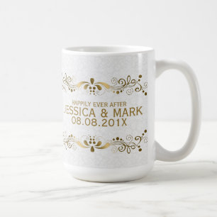 Goldene Spitze mit weißen Damastmustern Kaffeetasse
