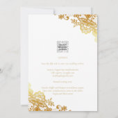 Goldene Spitzen Weiße Hochzeit Einladung Elegante (Rückseite)