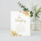 Goldene Spitzen Weiße Hochzeit Einladung Elegante (Stehend Vorderseite)