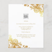 Goldene Spitzen Weiße Hochzeit Einladung Elegante (Rückseite)