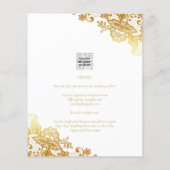 Goldene Spitzen Weiße Hochzeit Einladung Elegante Flyer (Hinten)