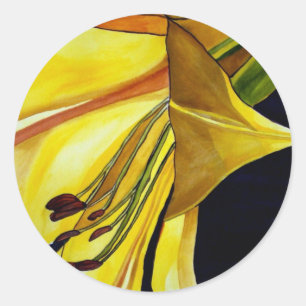 Goldene Splendor-Lilie Originelle Kunst Runder Aufkleber