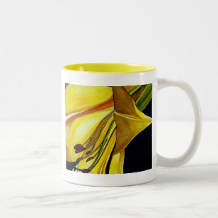 Goldene Splendor-Lilie Originelle Kunst Zweifarbige Tasse