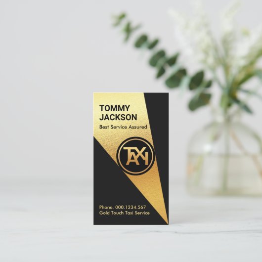 Goldene Spotlight auf Gold Taxi Visitenkarte (Stehend Vorderseite)