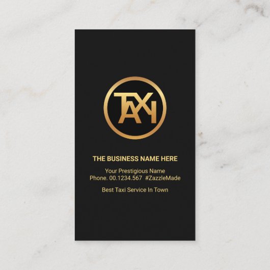 Goldene Spotlight auf Gold Taxi Visitenkarte (Rückseite)