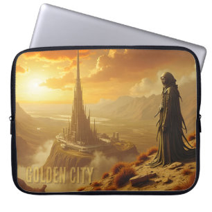 Goldene Stadt Futuristische Sci-Fi-Fantasy-Kunst Laptopschutzhülle