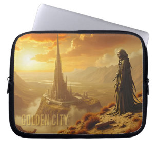 Goldene Stadt Futuristische Sci-Fi-Fantasy-Kunst Laptopschutzhülle