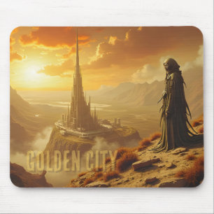 Goldene Stadt Futuristische Sci-Fi-Fantasy-Kunst Mousepad