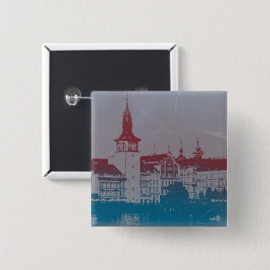 Goldene Stadt Prags Button (Vorne & Hinten)