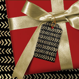 Goldene Stammes-Chevron-Muster individuelle Rückse Geschenkanhänger