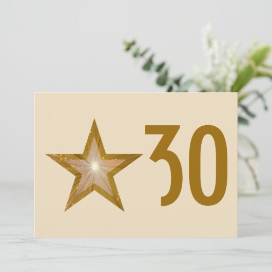 Goldene Star-Einladung zum Geburtstag Einladung (Stehend Vorderseite)