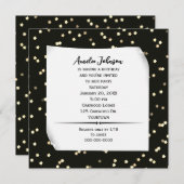 Goldene Stars auf Black Birthday Einladung (Vorne/Hinten)