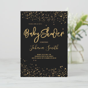 Goldene Stars auf der schwarzen Babydusche Einladu Einladung
