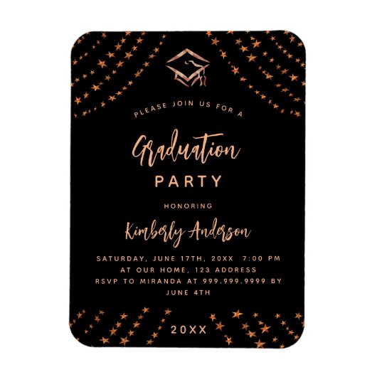 Goldene Stars der Schwarzen Rose Einladung zur Abs Magnet (Vertikal)