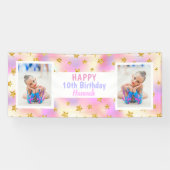 Goldene Stars jedes Alters Girl Foto Bunte Geburts Banner (Horizontal)