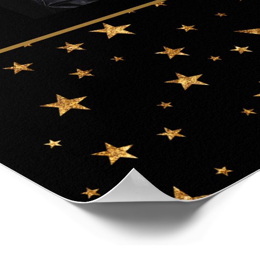 Goldene Stars mit Message-Foto am Schwarzen Geburt Poster (Ecke)
