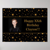Goldene Stars mit Message-Foto am Schwarzen Geburt Poster (Vorne)