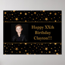 Goldene Stars mit Message-Foto am Schwarzen Geburt