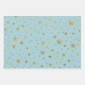 Goldene Stars und Perlen über hellblauem Hintergru Geschenkpapier Set (Vorderseite 3)