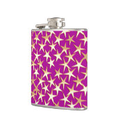 Goldene Sterne auf Amethyst lila Flachmann (Links)