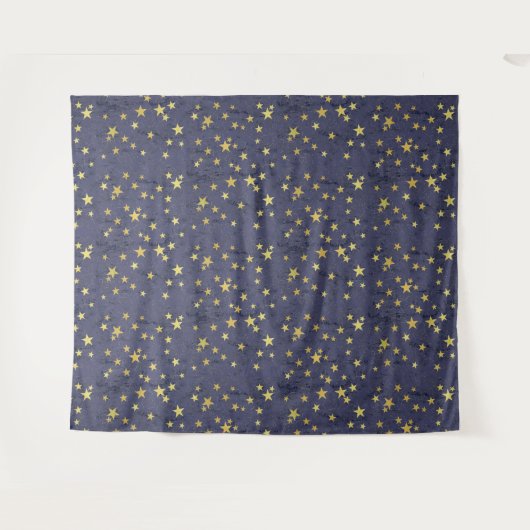 Goldene Sterne auf blau (oder grün oder rot) Wandteppich (Vorderseite (Horizontal))