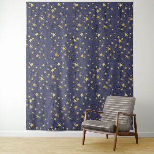 Goldene Sterne auf blau (oder grün oder rot) Wandteppich