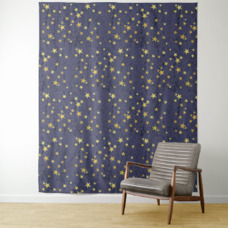Goldene Sterne auf blau (oder grün oder rot) Wandteppich