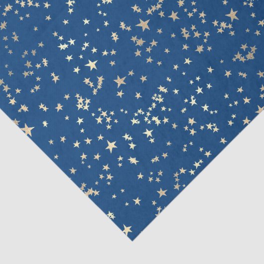 goldene Sterne auf blauem Hintergrund Seidenpapier (Ausschnitt)