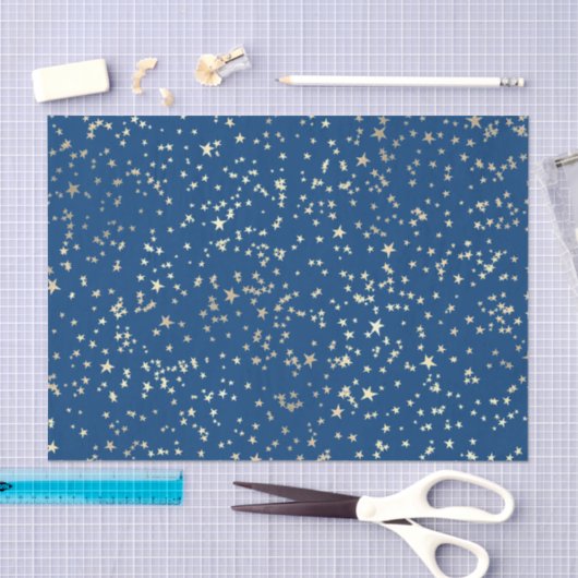 goldene Sterne auf blauem Hintergrund Seidenpapier (Handwerk)
