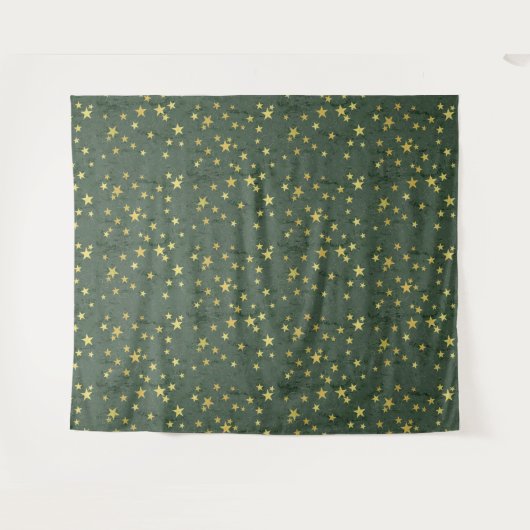 Goldene Sterne auf Grün (oder Blau oder Rot) Wandteppich (Vorderseite (Horizontal))