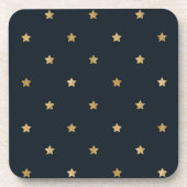 Goldene Sterne auf Mitternachtschwarz Getränkeuntersetzer (Vorderseite)