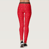 Goldene Sterne auf Rot Leggings (Rückseite)