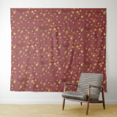 Goldene Sterne auf Rot (oder Grün oder Blau) Wandteppich (Beispiel (Horizontal))