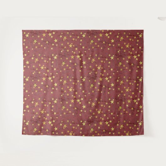 Goldene Sterne auf Rot (oder Grün oder Blau) Wandteppich (Vorderseite (Horizontal))