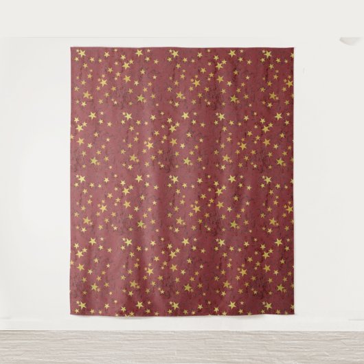 Goldene Sterne auf Rot (oder Grün oder Blau) Wandteppich (Vorderseite)