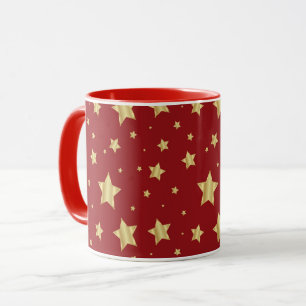 Goldene Sterne auf rotem Hintergrund Tasse