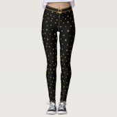 Goldene Sterne auf schwarz Leggings (Vorderseite)
