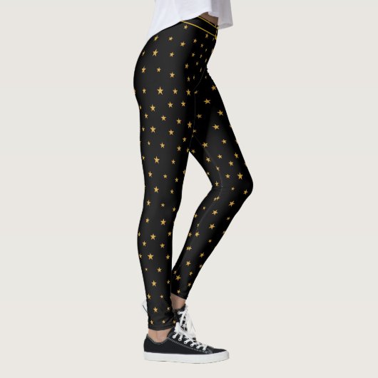 Goldene Sterne auf schwarz Leggings (Rechts)