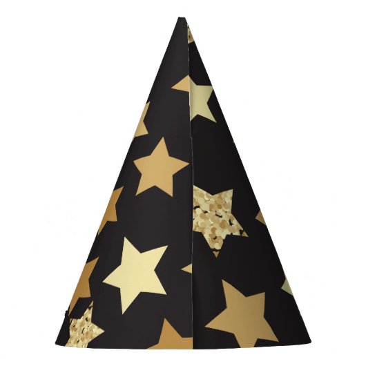 Goldene Sterne auf schwarzem Hintergrund Partyhütchen (Rückseite)