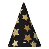 Goldene Sterne auf schwarzem Hintergrund Partyhütchen (Rechts)
