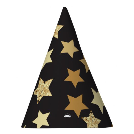 Goldene Sterne auf schwarzem Hintergrund Partyhütchen (Rechts)
