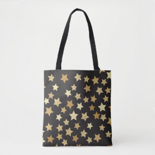 Goldene Sterne auf schwarzem Hintergrund Tasche
