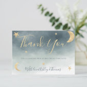 Goldene Sterne Blau Foto Danke Babydusche (Stehend Vorderseite)