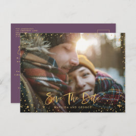 Goldene Sterne Drehbuch Foto Moderne Hochzeit Ankündigungspostkarte