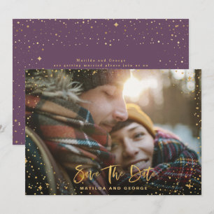 Goldene Sterne Drehbuch Foto Moderne Hochzeit Save The Date