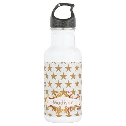 Goldene Sterne Edelstahlflasche (Vorderseite)