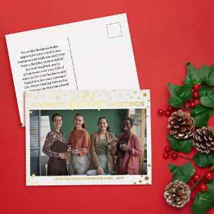 Goldene Sterne Fackeln die herzlichsten Feiertagsg Folien Feiertagspostkarte